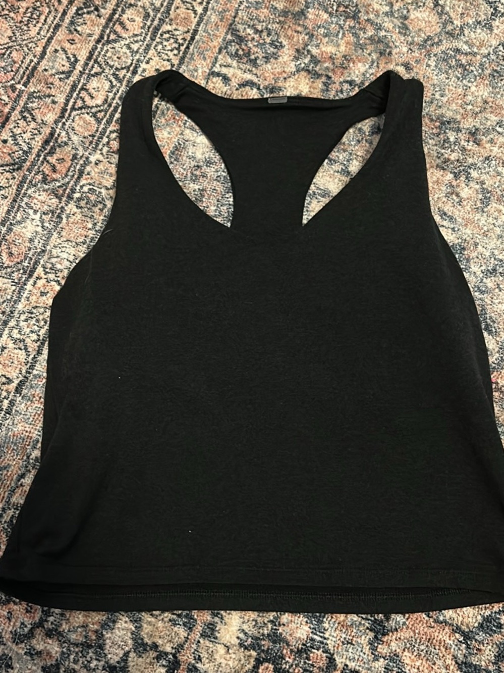 Vuori Black Racerback Crop Tank halo cropped